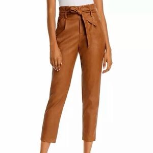 Lucy Paris Faux Leather Paperbag-Waist Pants